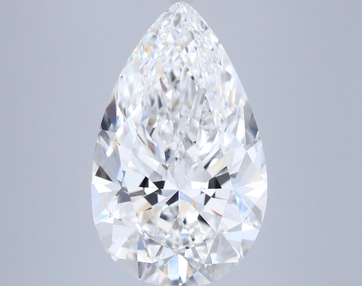 7.37 Carat Pear Shaped, Ideal Cut, F Color, VVS2 Clarity, IGI Certified Lab Grown Diamond
