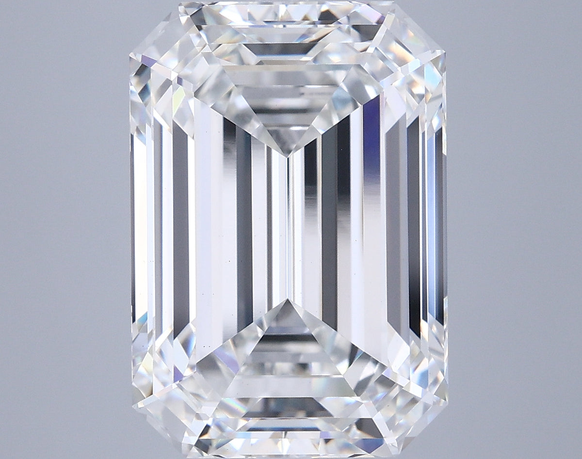 9.66 Carat Emerald Shaped, Ideal Cut, E Color, VVS2 Clarity, IGI Certified Lab Grown Diamond