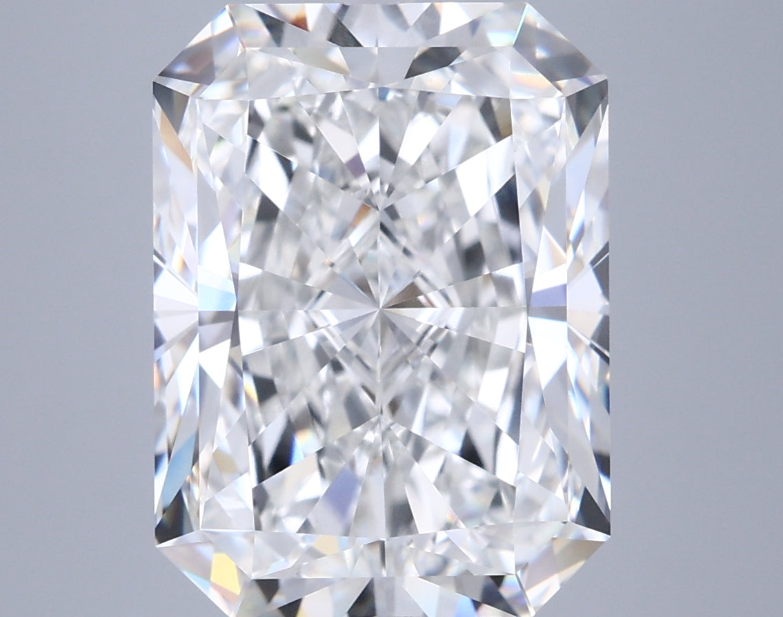 7.71 Carat Radiant Shaped, Ideal Cut, F Color, VVS2 Clarity, IGI Certified Lab Grown Diamond