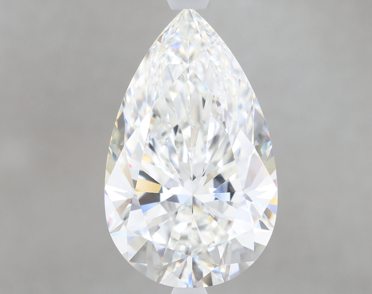 5.71 Carat Pear Shaped, Ideal Cut, F Color, VVS2 Clarity, IGI Certified Lab Grown Diamond