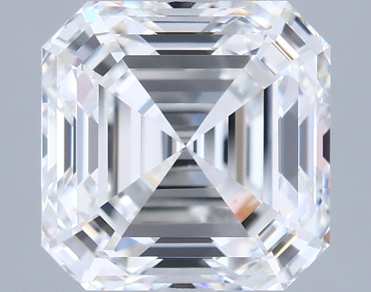 2.58 Carat Asscher Shaped, Ideal Cut, F Color, FL Clarity, IGI Certified Lab Grown Diamond