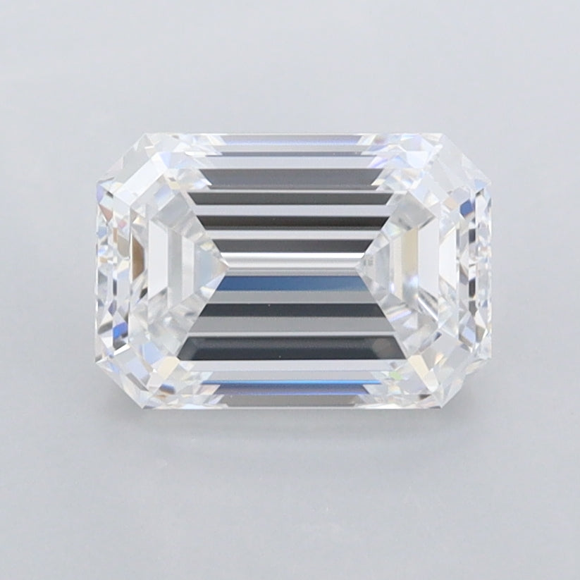 1.57 Carat Emerald Shaped, Ideal Cut, D Color, FL Clarity, IGI Certified Lab Grown Diamond