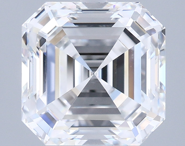 2.54 Carat Asscher Shaped, Ideal Cut, E Color, VVS1 Clarity, IGI Certified Lab Grown Diamond