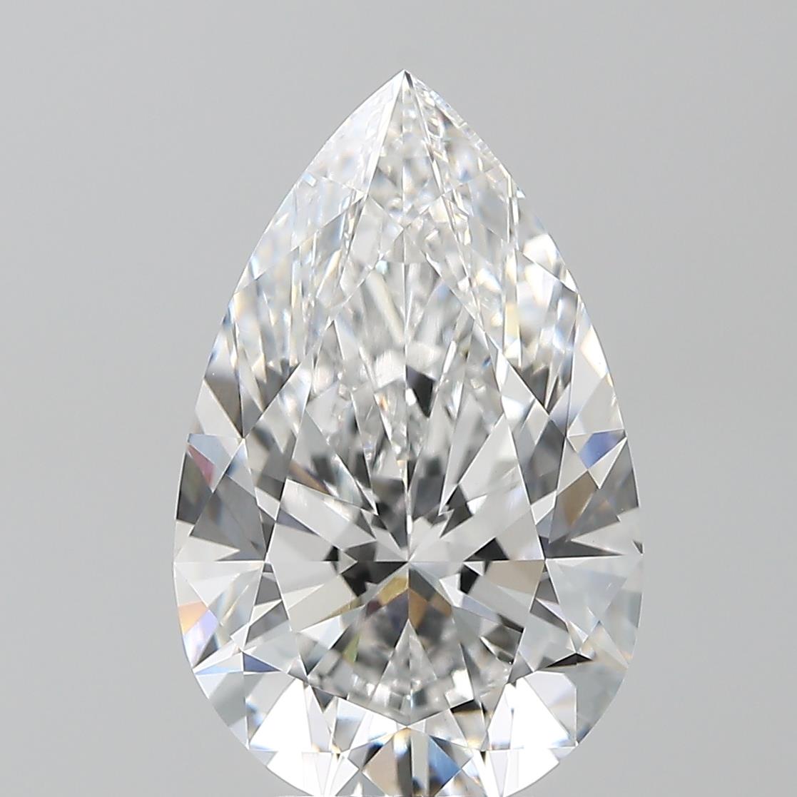 5.46 Carat Pear Shaped, Ideal Cut, E Color, VVS2 Clarity, IGI Certified Lab Grown Diamond