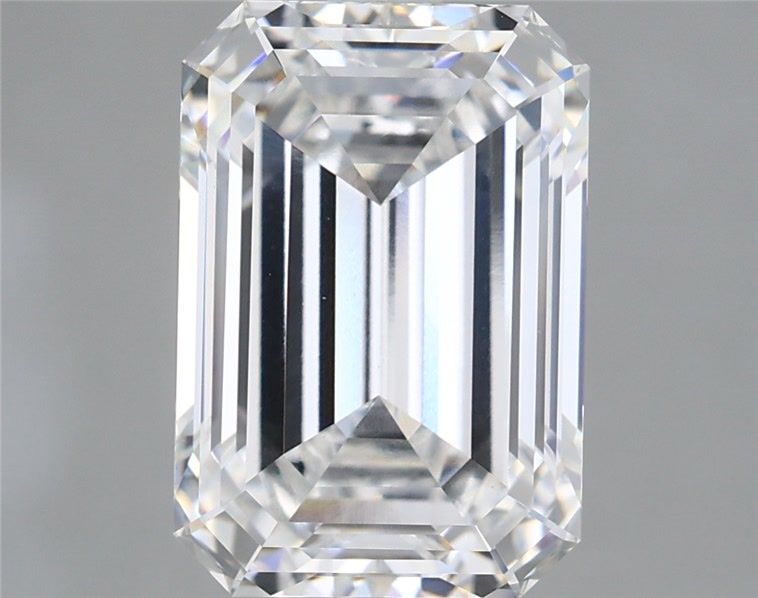 5.58 Carat Emerald Shaped, Ideal Cut, F Color, VVS2 Clarity, IGI Certified Lab Grown Diamond