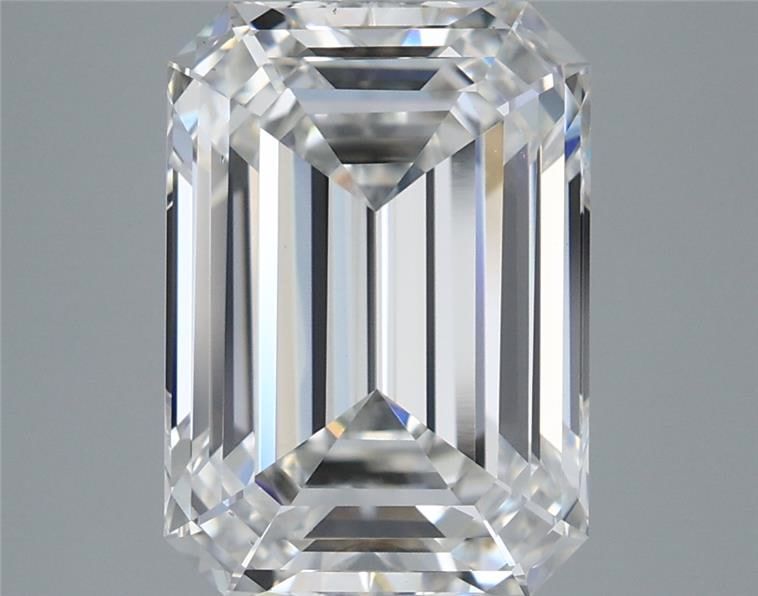 5.29 Carat Emerald Shaped, Ideal Cut, F Color, VVS2 Clarity, IGI Certified Lab Grown Diamond