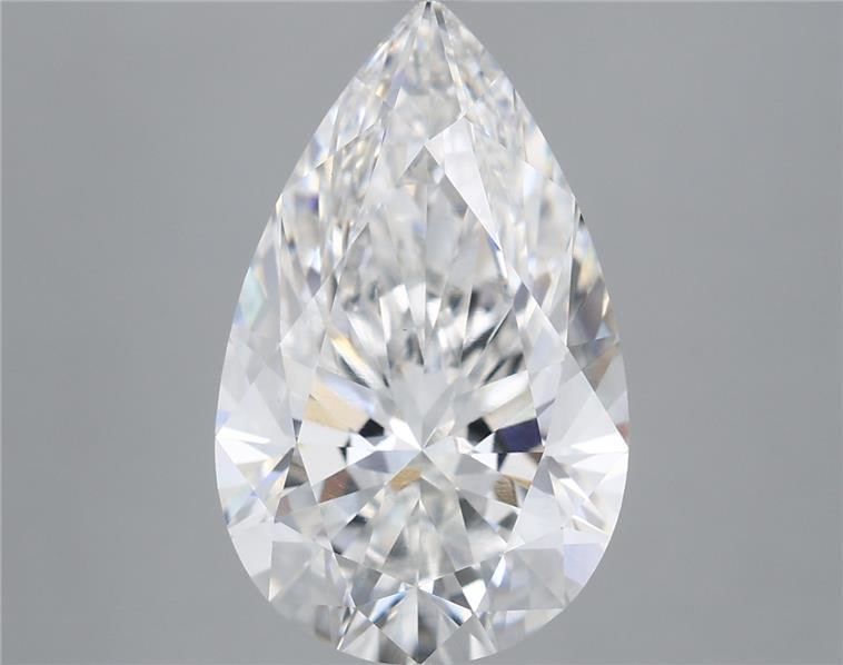 5.39 Carat Pear Shaped, Ideal Cut, F Color, VVS2 Clarity, IGI Certified Lab Grown Diamond