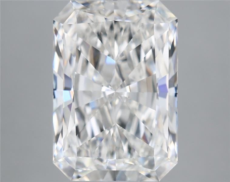 5.36 Carat Radiant Shaped, Excellent Cut, F Color, VS1 Clarity, IGI Certified Lab Grown Diamond