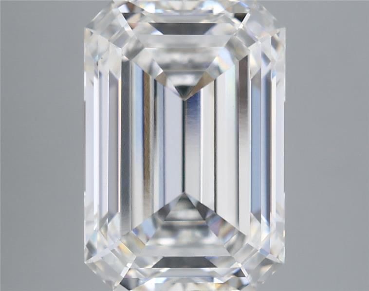 5.44 Carat Emerald Shaped, Ideal Cut, F Color, VS1 Clarity, IGI Certified Lab Grown Diamond