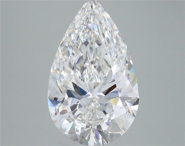 5.35 Carat Pear Shaped, Ideal Cut, F Color, VVS2 Clarity, IGI Certified Lab Grown Diamond
