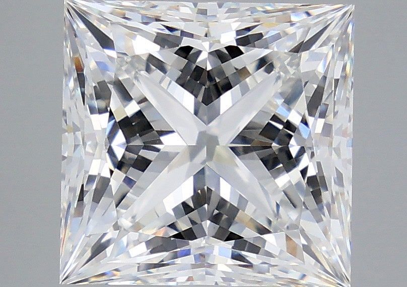 6.08 Carat Princess Shaped, Ideal Cut, E Color, VVS2 Clarity, IGI Certified Lab Grown Diamond