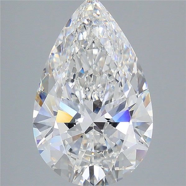 6.07 Carat Pear Shaped, Ideal Cut, F Color, VVS2 Clarity, IGI Certified Lab Grown Diamond