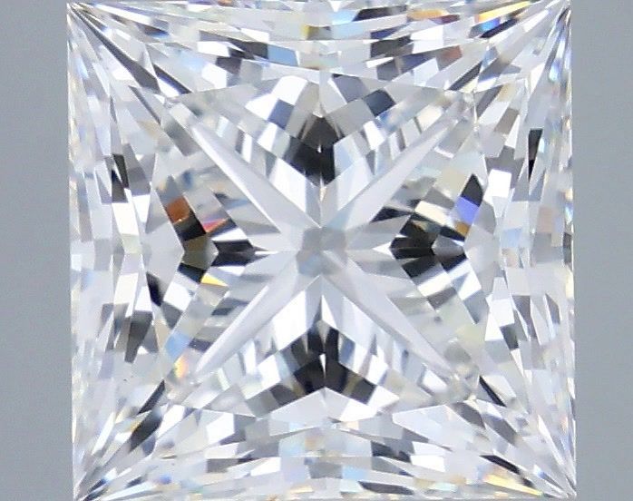 5.56 Carat Princess Shaped, Ideal Cut, E Color, VS1 Clarity, IGI Certified Lab Grown Diamond