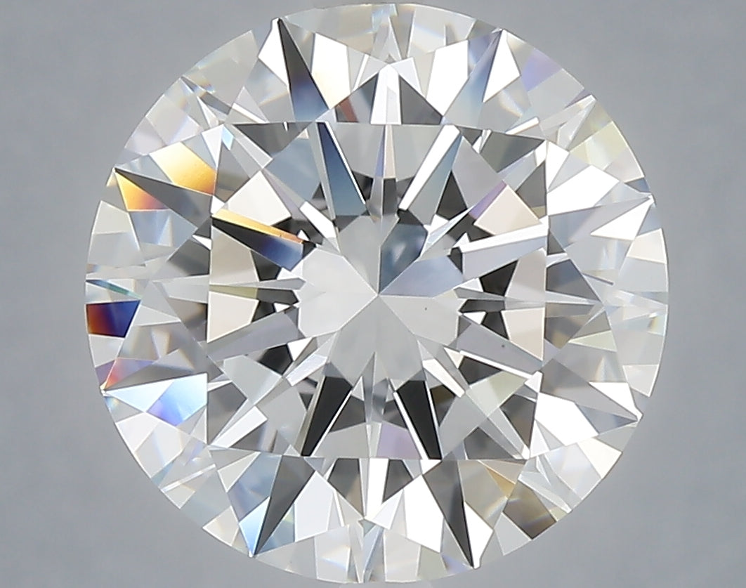 6.07 Carat Round Shaped, Excellent Cut, F Color, VVS2 Clarity, IGI Certified Lab Grown Diamond