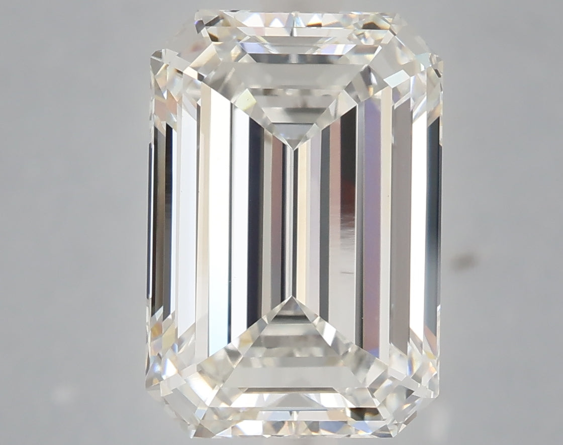 6.09 Carat Emerald Shaped, Ideal Cut, F Color, VVS2 Clarity, IGI Certified Lab Grown Diamond