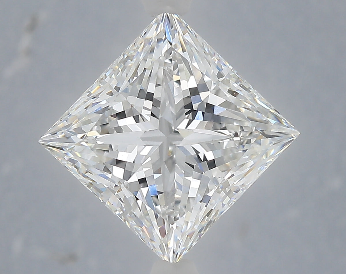 5.05 Carat Princess Shaped, Ideal Cut, E Color, VS1 Clarity, IGI Certified Lab Grown Diamond