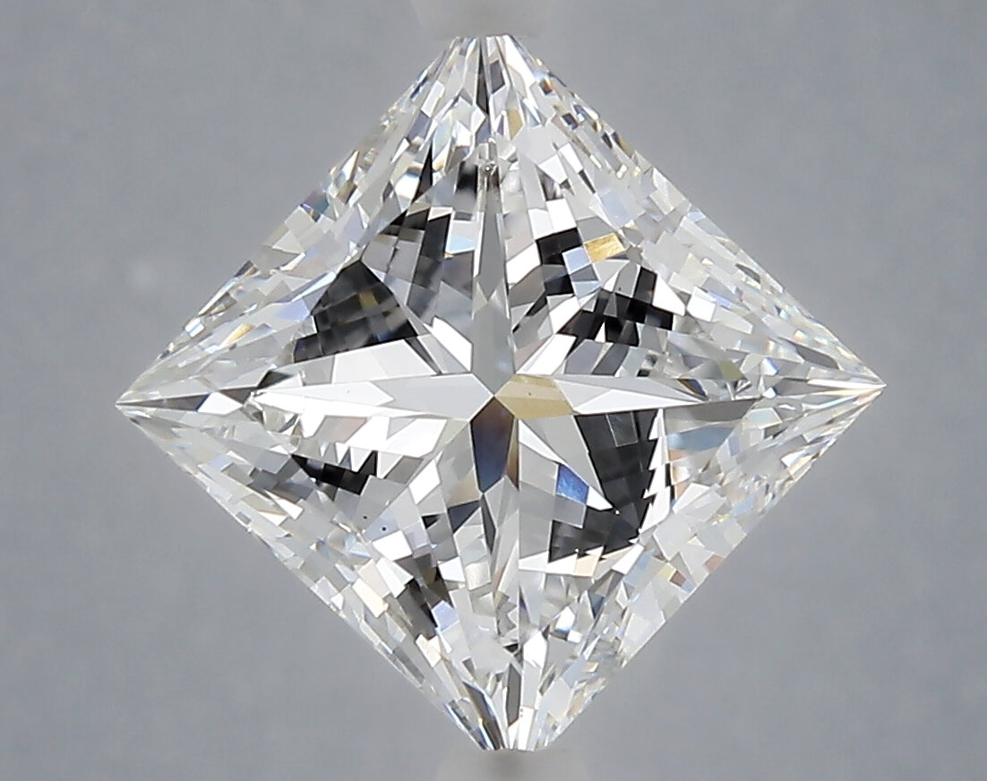 4.30 Carat Princess Shaped, Ideal Cut, E Color, VVS2 Clarity, IGI Certified Lab Grown Diamond