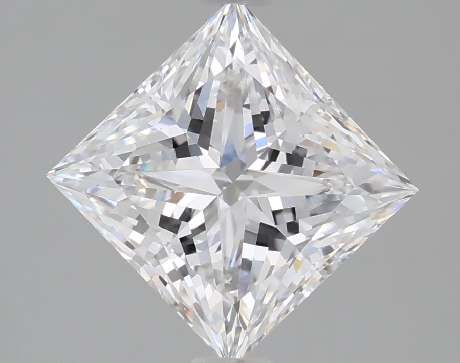 2.10 Carat Princess Shaped, Ideal Cut, D Color, VS1 Clarity, IGI Certified Lab Grown Diamond