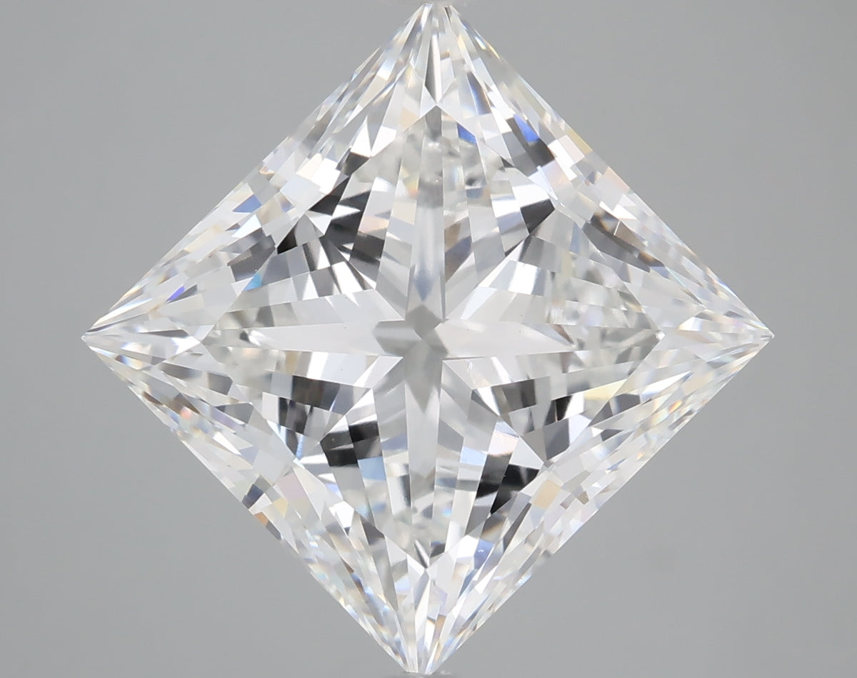 6.10 Carat Princess Shaped, Ideal Cut, E Color, VVS2 Clarity, IGI Certified Lab Grown Diamond