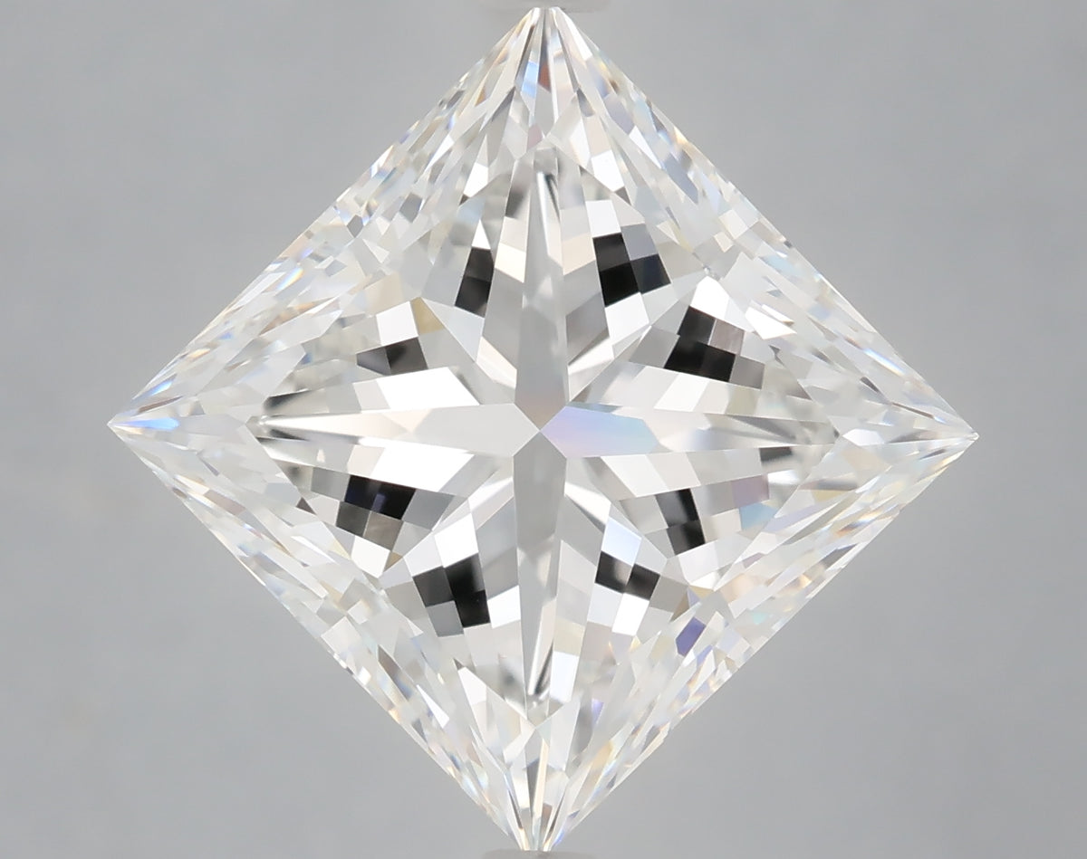 6.10 Carat Princess Shaped, Excellent Cut, F Color, VVS2 Clarity, IGI Certified Lab Grown Diamond