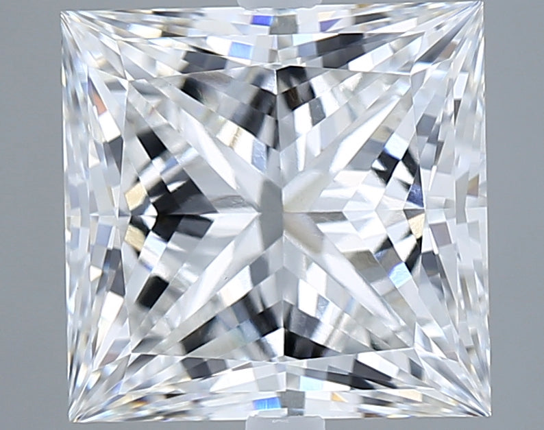 6.08 Carat Princess Shaped, Ideal Cut, F Color, VVS2 Clarity, IGI Certified Lab Grown Diamond