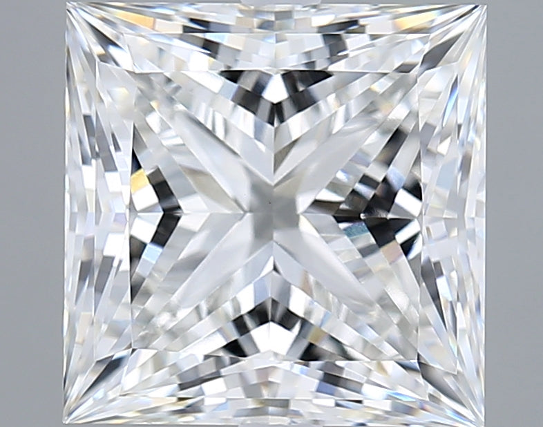 6.04 Carat Princess Shaped, Ideal Cut, F Color, VVS2 Clarity, IGI Certified Lab Grown Diamond