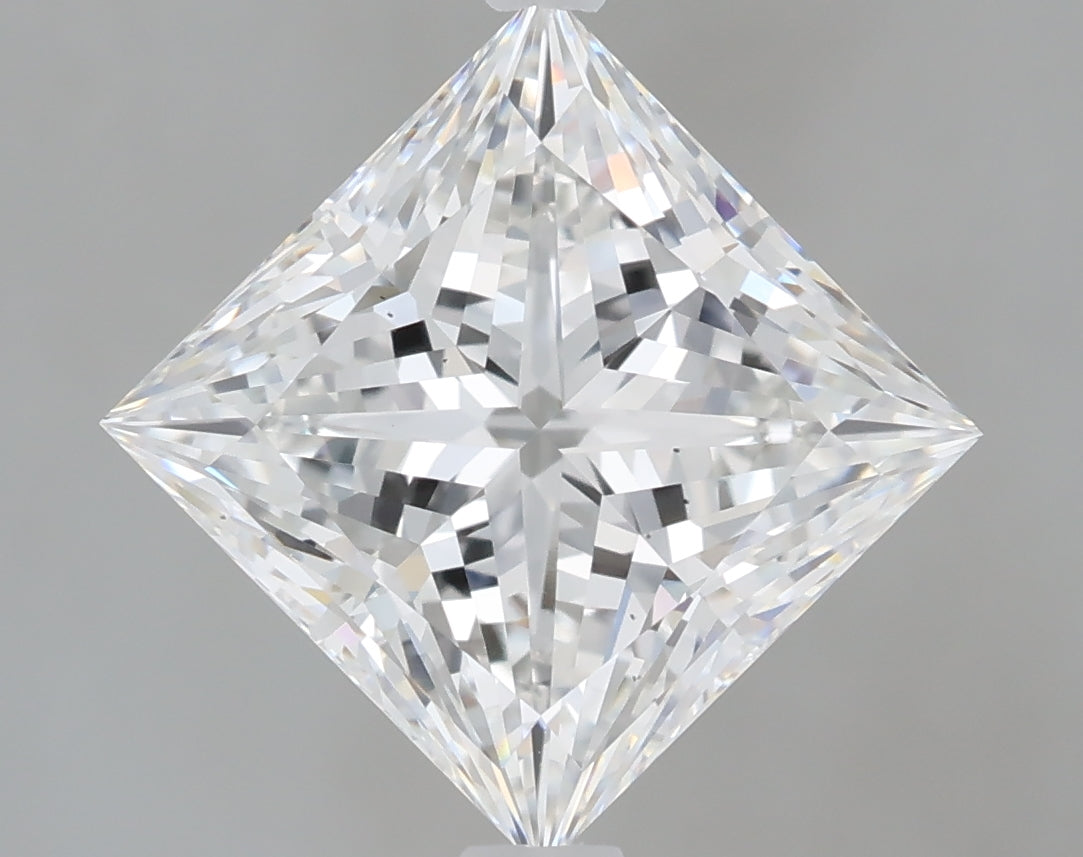 3.10 Carat Princess Shaped, Ideal Cut, E Color, VS2 Clarity, IGI Certified Lab Grown Diamond