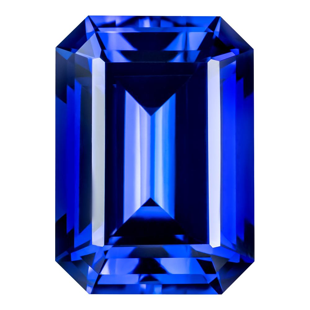 6.50 Carat Emerald Cut Lab-Created Blue Sapphire