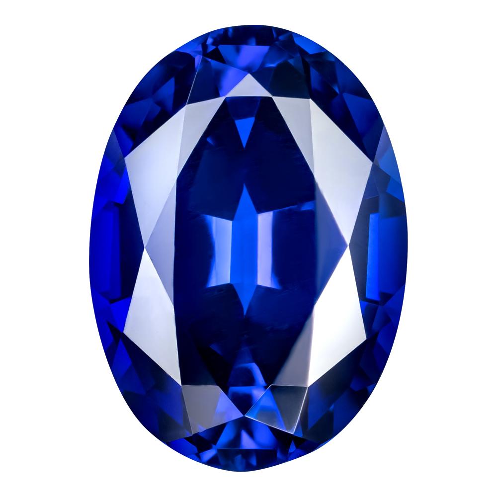 7.40 Carat Oval Cut Lab-Created Blue Sapphire