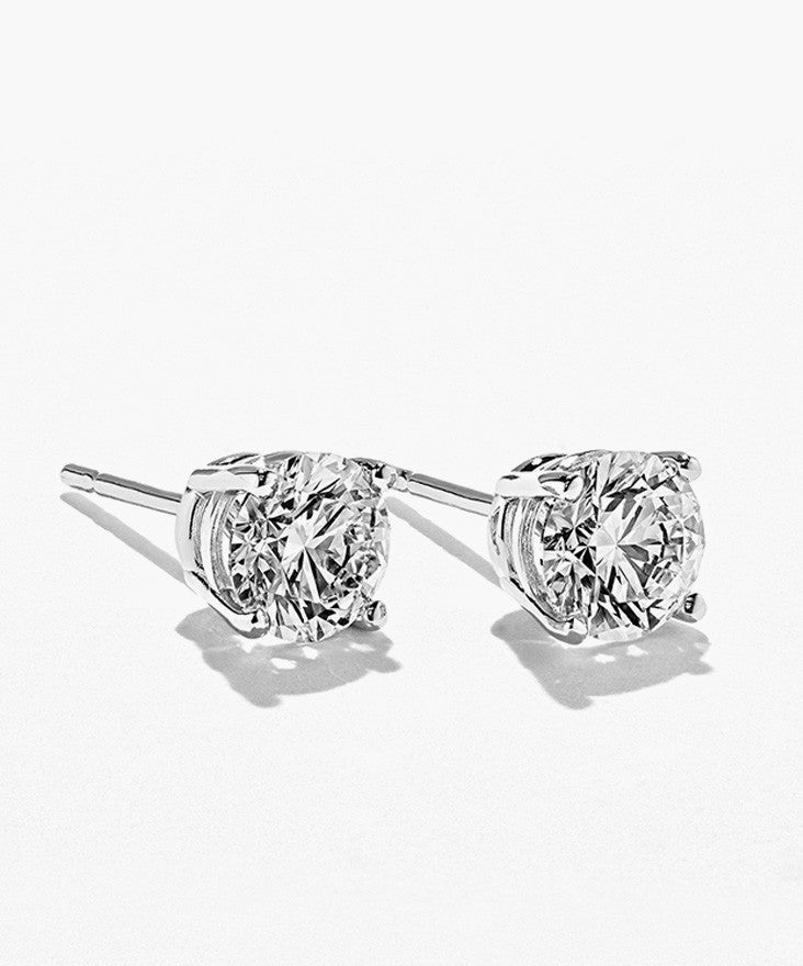 Buildable Four Prong Diamond Earrings in white gold