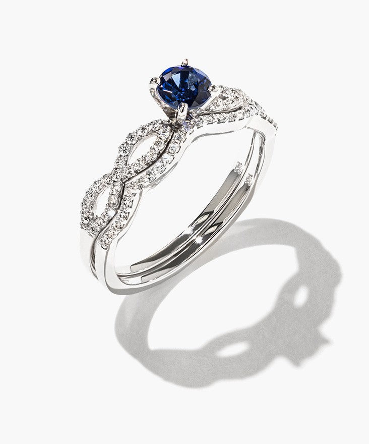 lab created gemstone wedding ring set