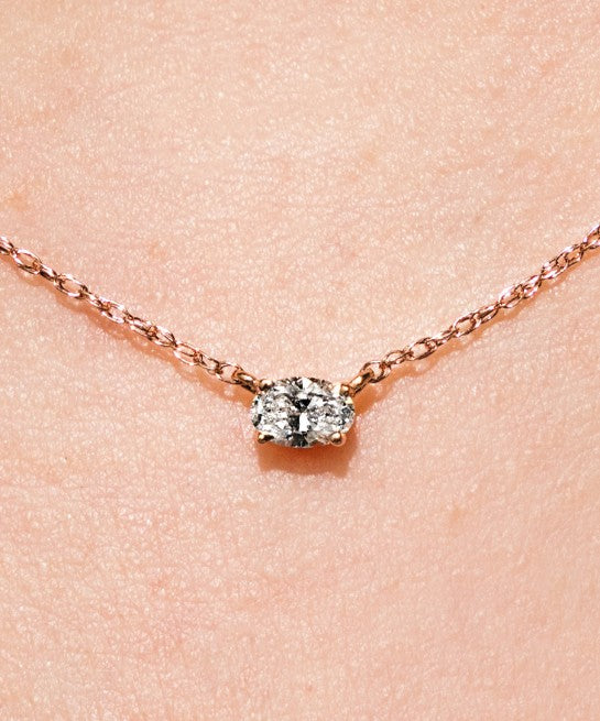 Lab Grown Diamond Petite Basket Necklace in Rose Gold
