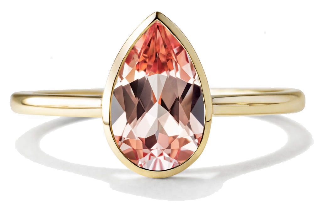 Pink Sapphire Pear Ring in Yellow Gold