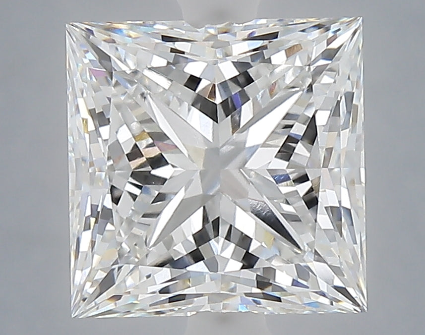 4.07 Carat Princess Shaped, Ideal Cut, E Color, VVS2 Clarity, IGI Certified Lab Grown Diamond