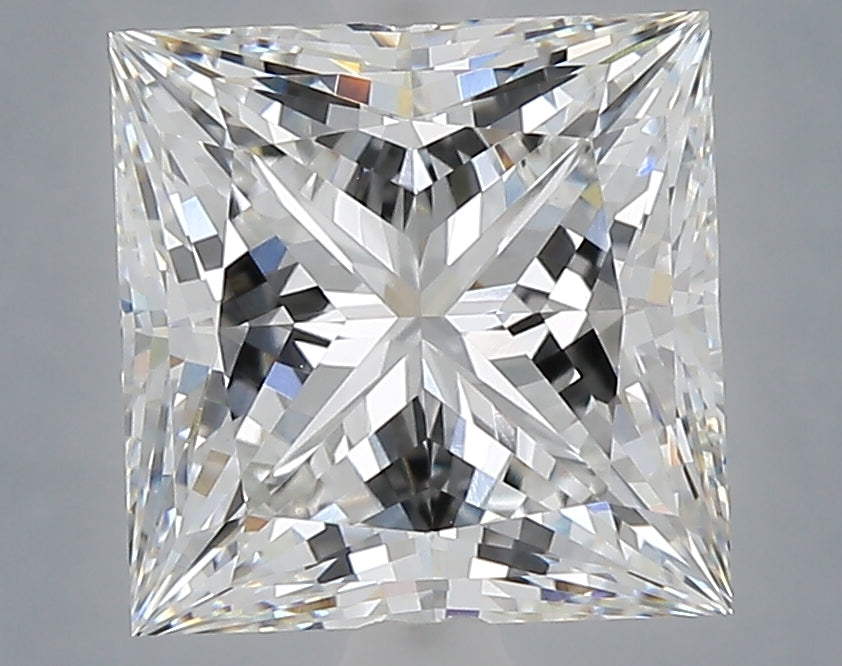 4.10 Carat Princess Shaped, Ideal Cut, F Color, VVS2 Clarity, IGI Certified Lab Grown Diamond