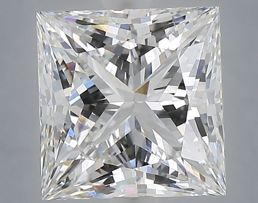 4.08 Carat Princess Shaped, Ideal Cut, E Color, VVS2 Clarity, IGI Certified Lab Grown Diamond