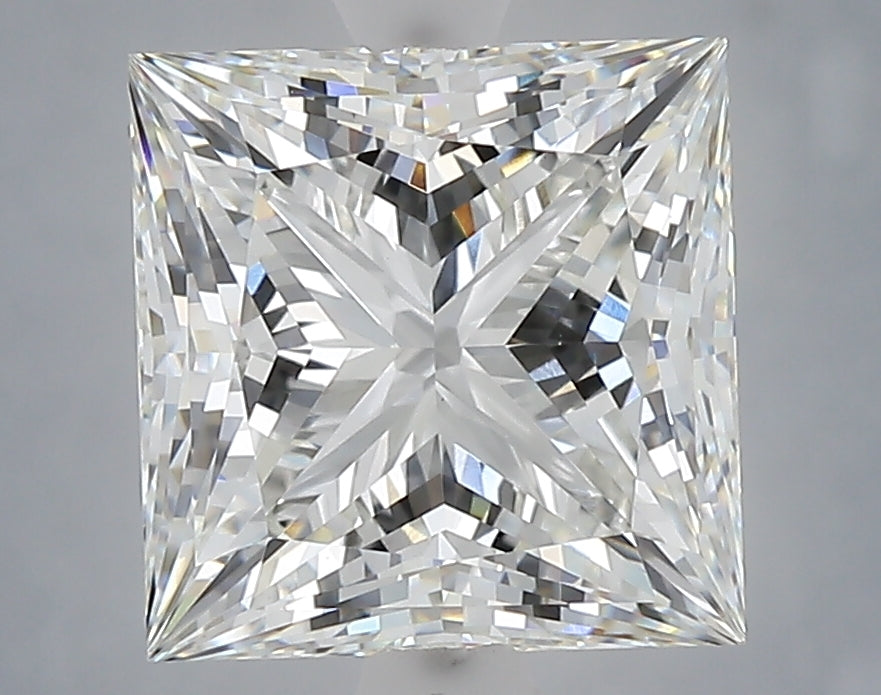 4.09 Carat Princess Shaped, Ideal Cut, F Color, VVS2 Clarity, IGI Certified Lab Grown Diamond