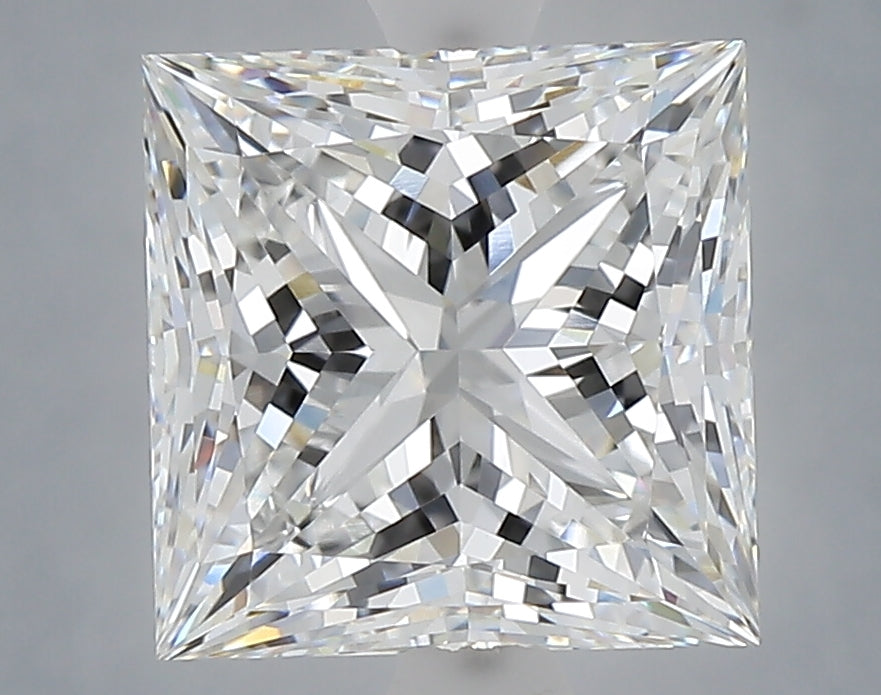 4.09 Carat Princess Shaped, Ideal Cut, E Color, VVS2 Clarity, IGI Certified Lab Grown Diamond