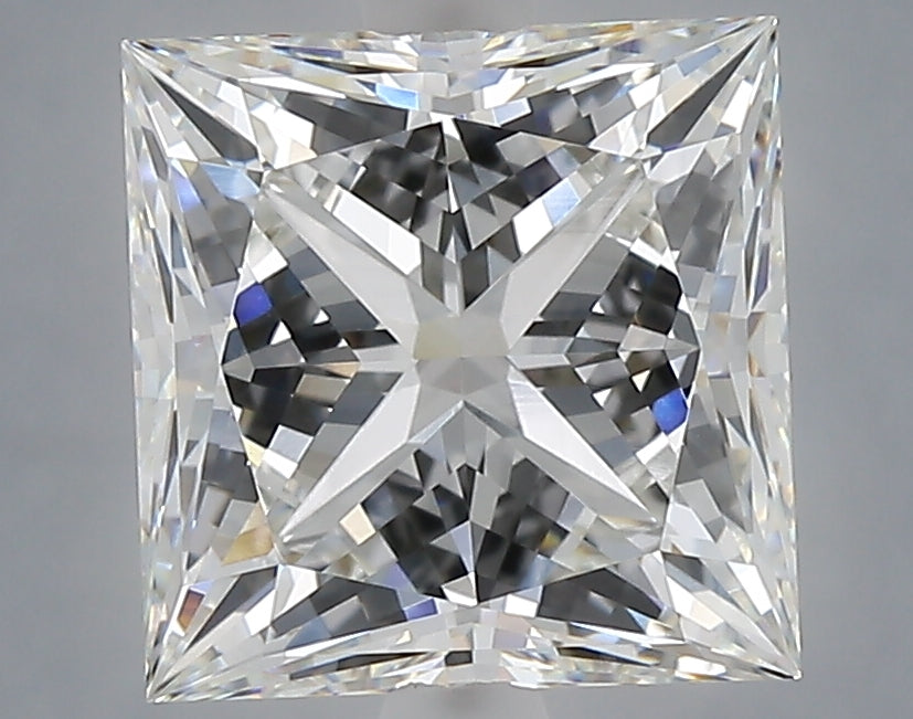 4.07 Carat Princess Shaped, Ideal Cut, F Color, VVS2 Clarity, IGI Certified Lab Grown Diamond