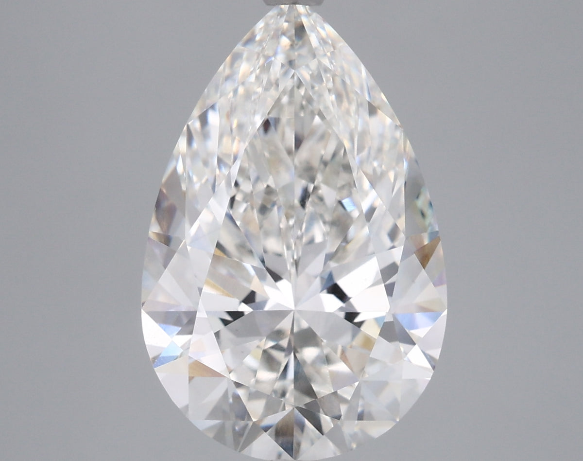 5.04 Carat Pear Shaped, Ideal Cut, F Color, VVS2 Clarity, IGI Certified Lab Grown Diamond