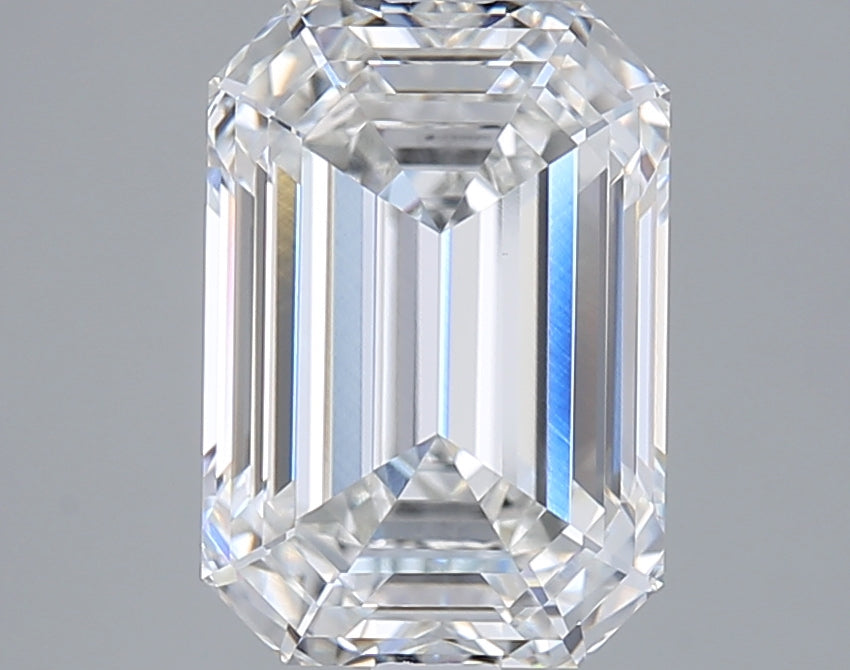 4.10 Carat Emerald Shaped, Ideal Cut, F Color, VVS2 Clarity, IGI Certified Lab Grown Diamond