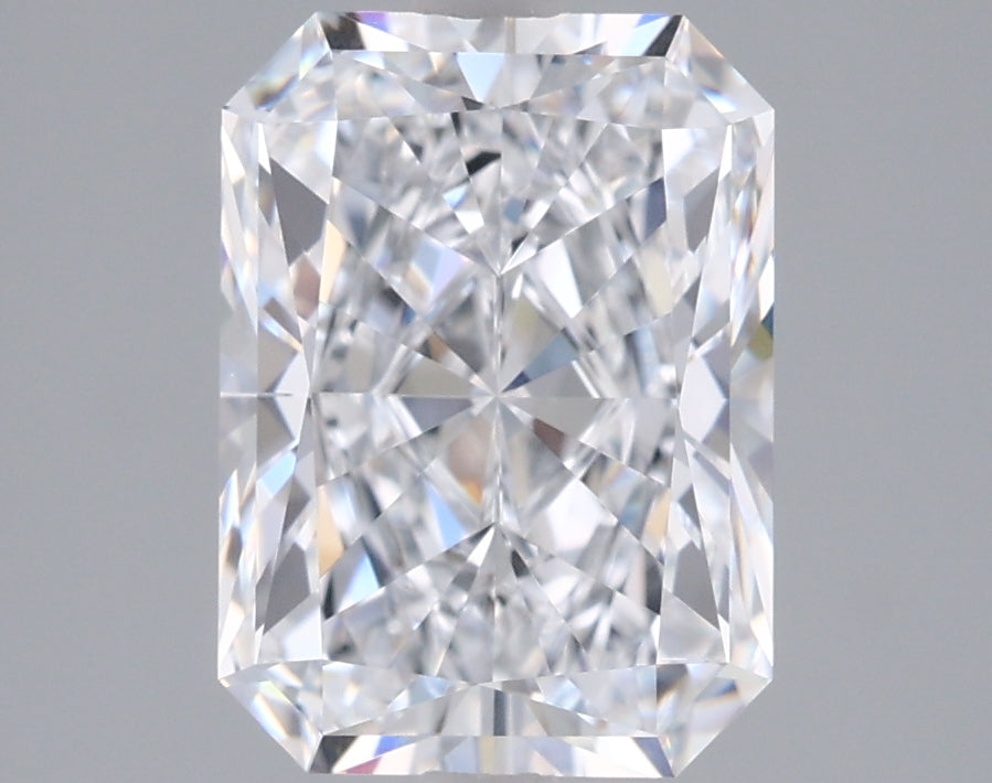 2.44 Carat Radiant Shaped, Ideal Cut, D Color, VVS2 Clarity, IGI Certified Lab Grown Diamond
