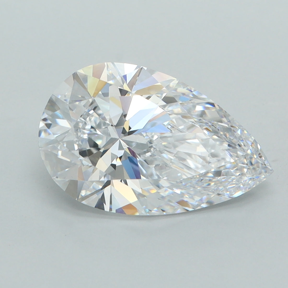 2.86 Carat Pear Shaped, Ideal Cut, D Color, VVS2 Clarity, GCAL Certified Lab Grown Diamond