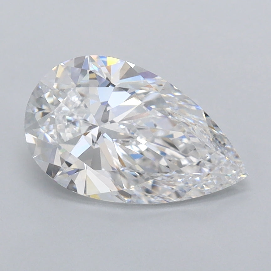 1.38 Carat Pear Shaped, Ideal Cut, D Color, FL Clarity, IGI Certified Lab Grown Diamond