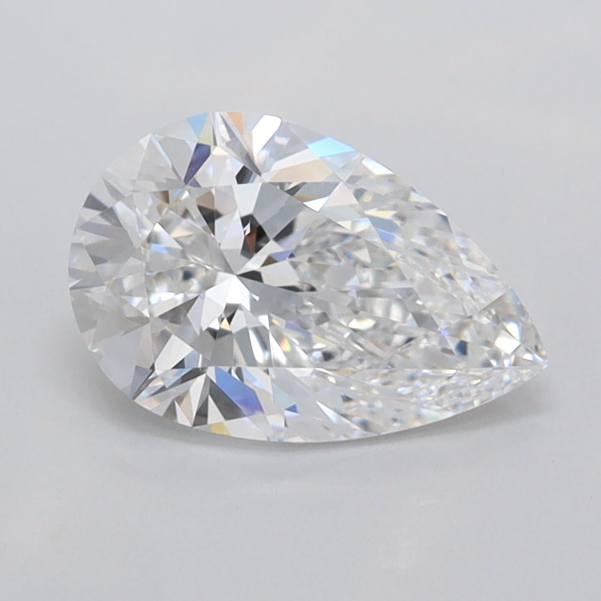 1.37 Carat Pear Shaped, Ideal Cut, D Color, FL Clarity, IGI Certified Lab Grown Diamond