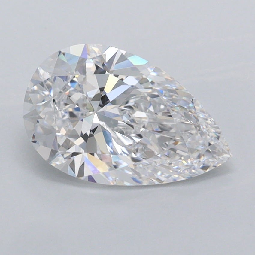 1.38 Carat Pear Shaped, Ideal Cut, D Color, FL Clarity, IGI Certified Lab Grown Diamond