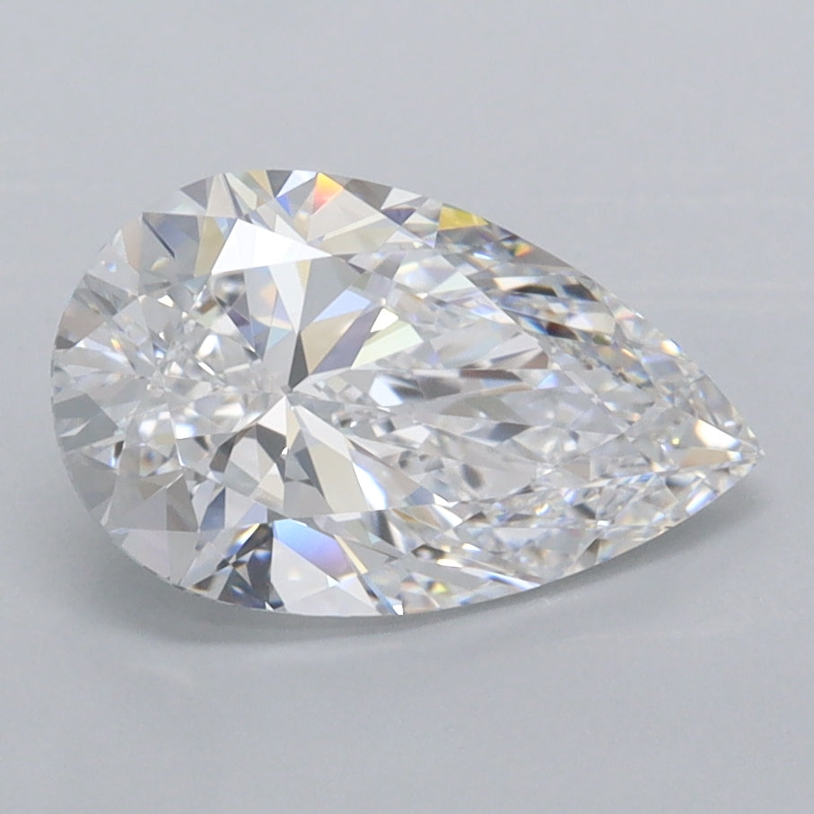 1.87 Carat Pear Shaped, Ideal Cut, D Color, FL Clarity, IGI Certified Lab Grown Diamond