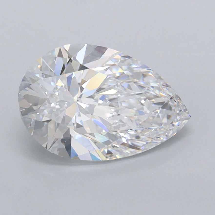 1.57 Carat Pear Shaped, Excellent Cut, D Color, FL Clarity, IGI Certified Lab Grown Diamond