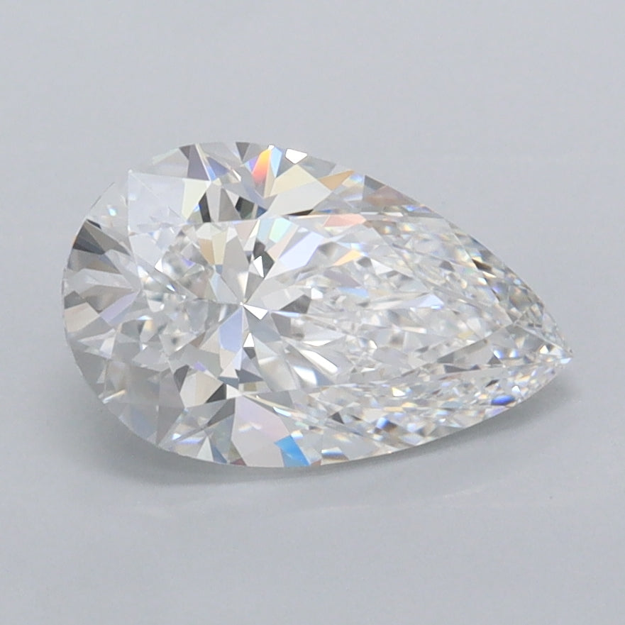 1.50 Carat Pear Shaped, Excellent Cut, D Color, FL Clarity, IGI Certified Lab Grown Diamond