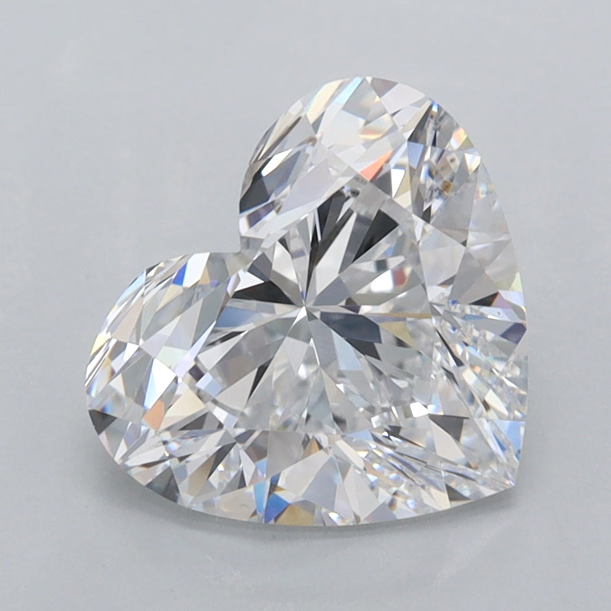 2.49 Carat Heart Shaped, Ideal Cut, D Color, FL Clarity, IGI Certified Lab Grown Diamond
